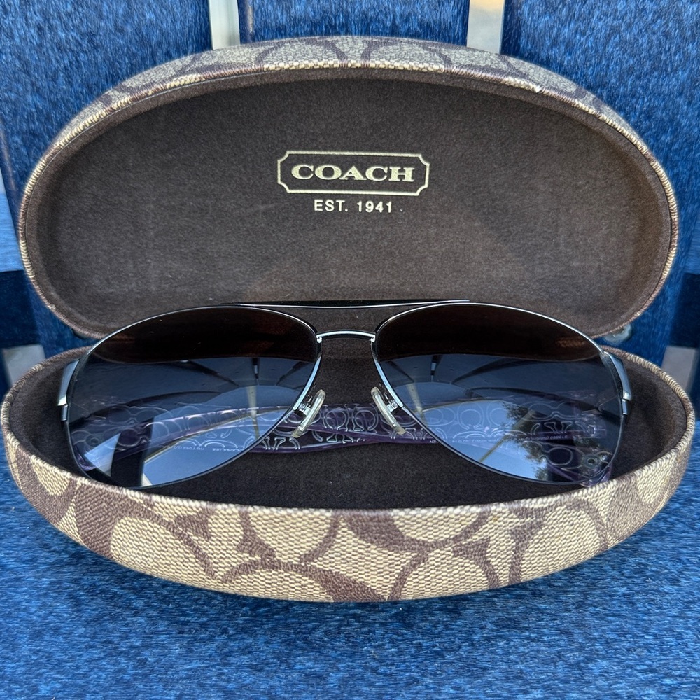 Coach Aviator sunglasses with case style 7042 purple crystal brown gradient